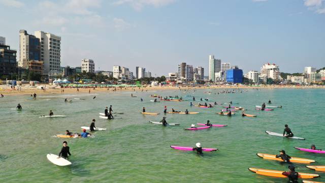 송정해수욕장 서핑존. 해운대구청 제공
