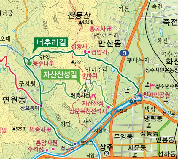 상주 '너추리길' 코스 안내도