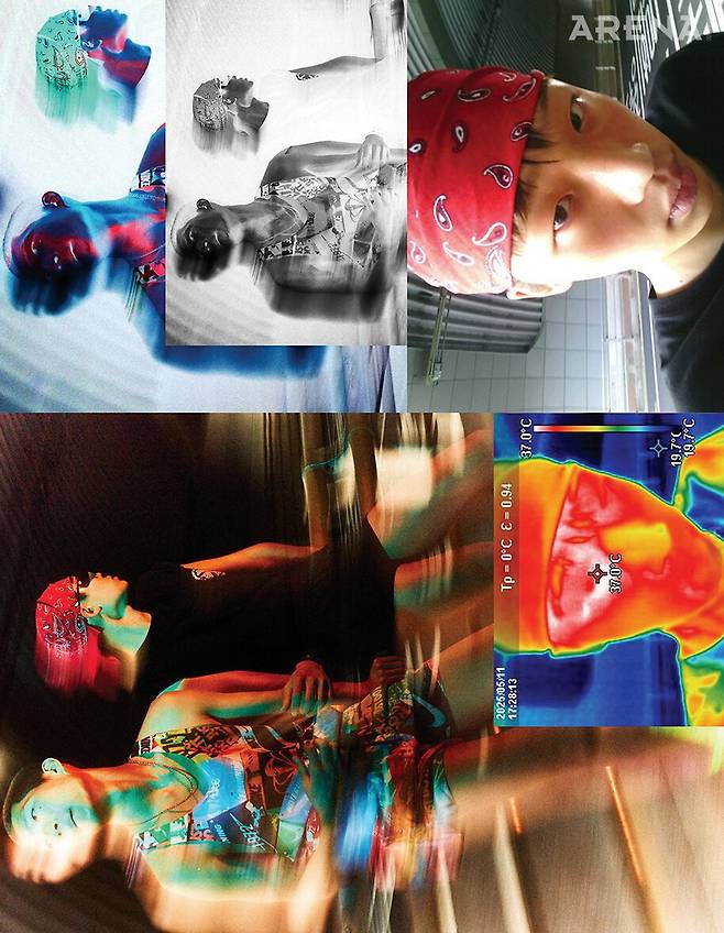 (왼쪽부터) 콜라주 프린트 싱글렛·쇼츠·니삭스 모두 가격미정 나이키, 실버 네크리스 가격미정 루이 비통 제품. 티셔츠 가격미정 크롬하츠, 쇼츠 7만5000원 나이키, 실드 선글라스 68만8000원 프라다 르네로사 by 에실로룩소티카, 반다나 에디터 소장품.