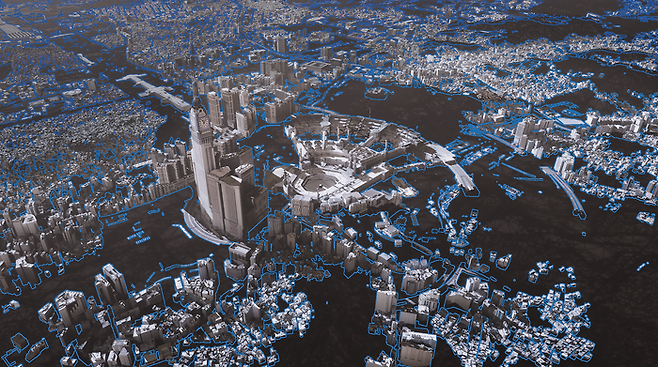 팀네이버가 메카, 메디나, 제다 등 사우디아라비아 3개 도시를 대상으로 디지털 트윈 플랫폼 제작·구축 프로젝트를 우선 완료했다. 사진은 팀네이버의 기술로 구축된 사우디아라비아 메카의 3D 모델링 지도.ⓒ네이버