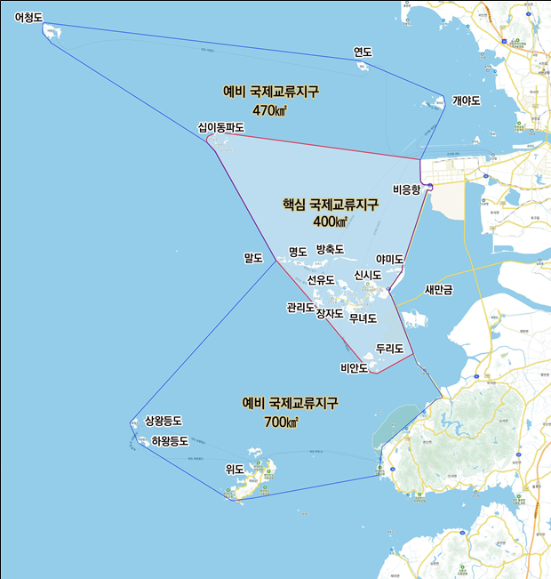 전북 해양문화유산 국제교류지구 지정 구역 도면. 전북도 제공