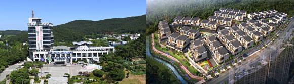 (왼쪽부터) 부산광역시 기장군청 전경. A 타운하우스 조감도. [사진=아이뉴스24 DB]