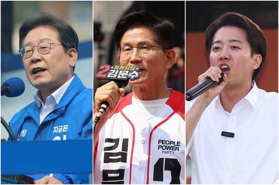 이재명 더불어민주당(왼쪽부터)·김문수 국민의힘·이준석 개혁신당 대선 후보. 연합뉴스