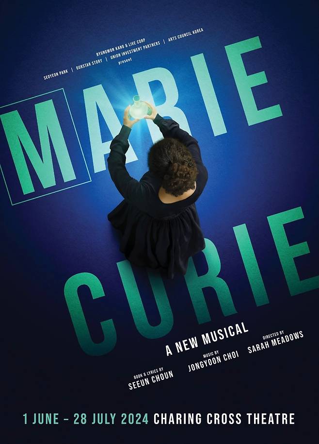 Poster for the West End production of the Korean musical "Marie Curie," staged in 2024 at London's Charing Cross Theatre [LIVE]