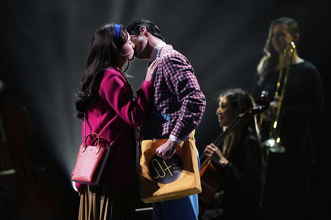 Helen J Shen, left, and Darren Criss perform ″Never Fly Away″ from ″Maybe Happy Ending″ during the 78th Tony Awards on Sunday, June 8, 2025, at Radio City Music Hall in New York. [AP/YONHAP]