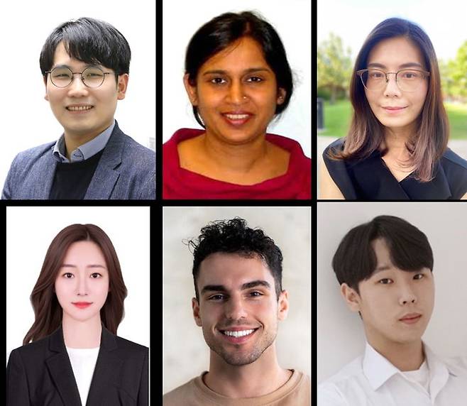 (위 왼쪽부터) 성균관대 박우람 교수, 미국 하와이대 사가나 베르마 교수, 주원 박 교수, (아래 왼쪽부터) 미국 하와이대 신하은 박사, 스테파노스 야나코풀로스 박사, 성균관대 박주동 학생(박사과정). (사진=성균관대 제공) *재판매 및 DB 금지