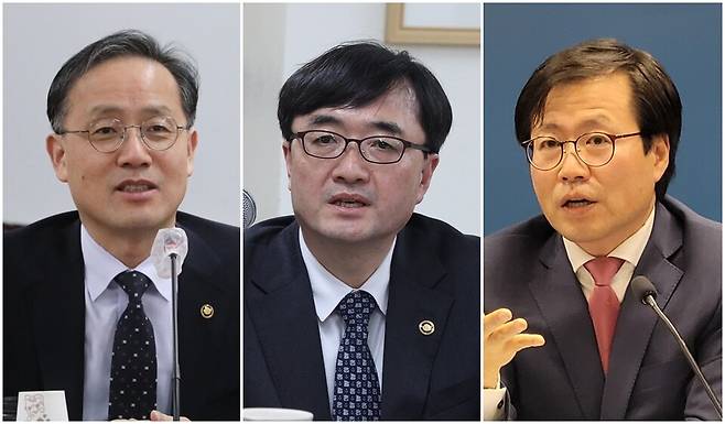 왼쪽부터 이형일 기획재정부 1차관, 임기근 기재부 2차관, 여한구 산업통상자원부 통상교섭본부장 ⓒ연합뉴스