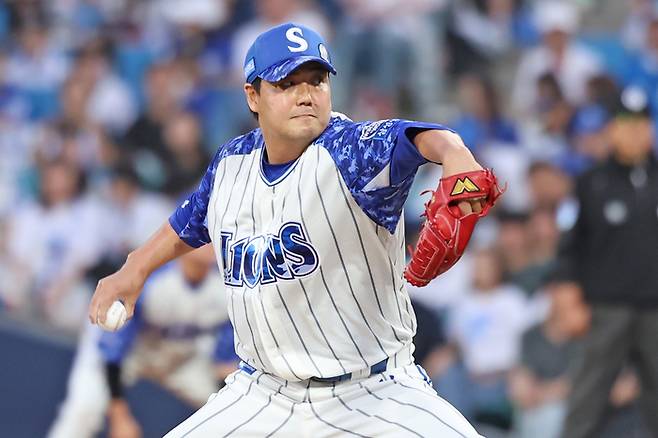 삼성 김태훈이 힘차게 공을 던지고 있다. 사진 | 삼성 라이온즈