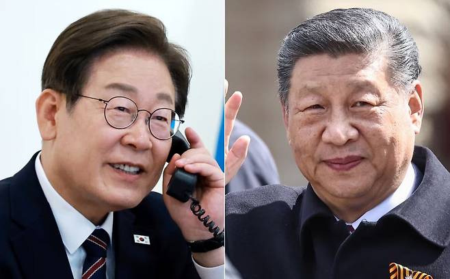 President Lee Jae-myung (left) and Chinese President Xi Jinping (right)