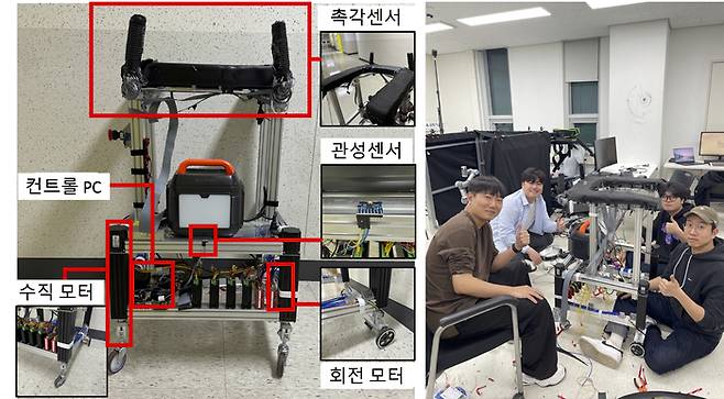 AI 기반 고령자 보행 보조 로봇 '적응형 워커' 개발 모습.