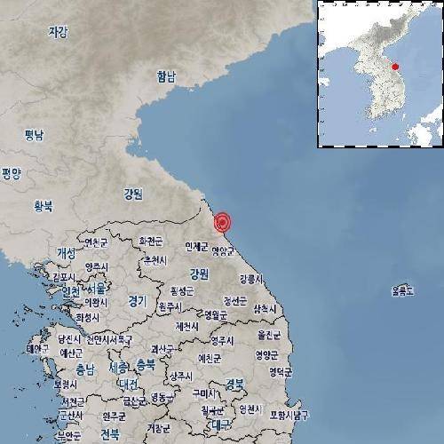 강원 고성 지진 발생 위치도. 기상청 제공