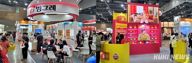 서울푸드 2025에 마련된 빙그레·오뚜기 부스. 김건주 기자&nbsp;