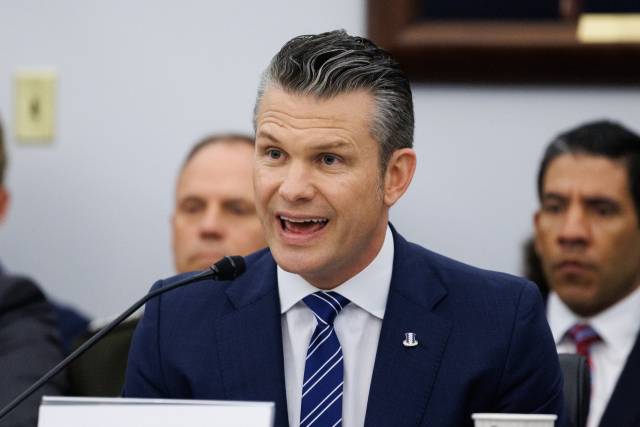 ▲ 피트 헤그세스 국방장관이 10일(현지시간) 워싱턴 DC의 국회의사당에서 열린 하원 국방 소위원회에서 발언하고 있다. ⓒUPI=연합뉴스