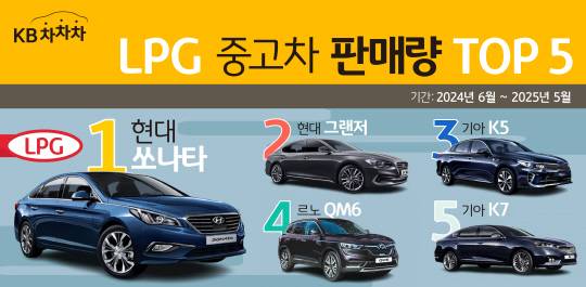 최근 1년간 중고 LPG 차량 판매량 순위. [KB캐피탈 제공]