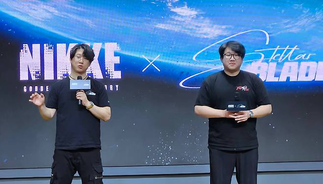 콜라보에 대해 소개하는 김형태 대표(좌)와 유형석 디렉터(우)