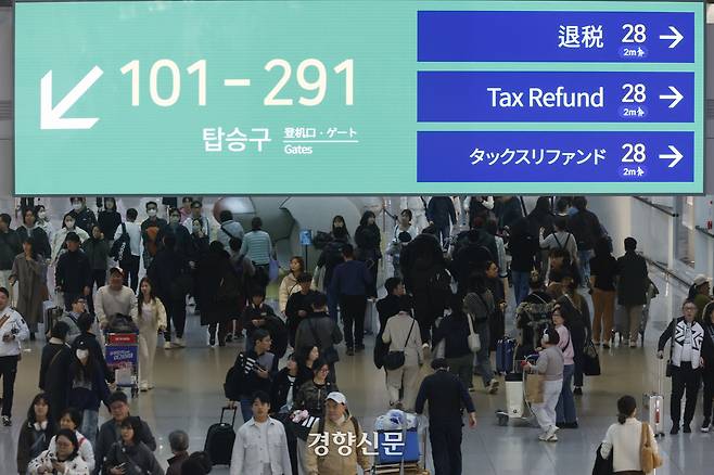 지난 1월23일 인천국제공항 제1터미널 출국장이 이용객들로 붐비고 있다. 문재원 기자