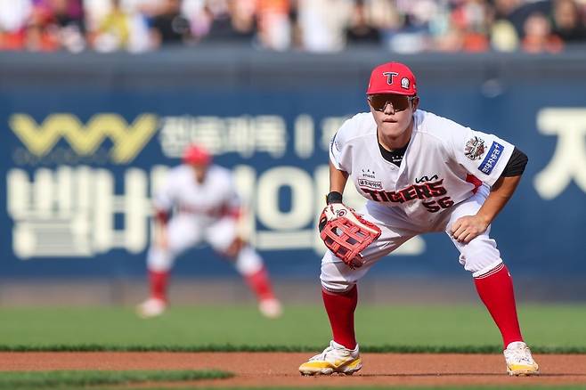KIA 오선우는 1루에서 안정감을 불어넣어야 한다. 사진제공｜KIA 타이거즈