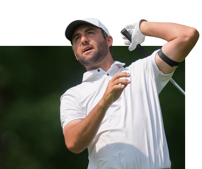 스코티 셰플러가 6월 1일 메모리얼 토너먼트 최종 라운드 9번 홀 페어웨이에서 자신의 샷에 반응하고 있다. /로이터연합