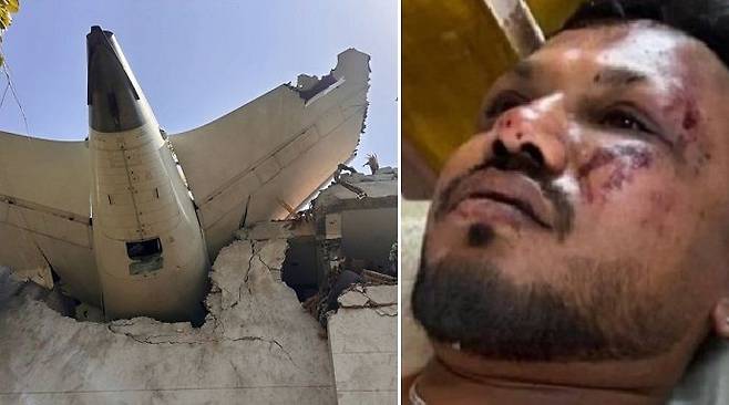 12일(현지시간) 인도 서부 구자라트주 아마다바드에 발생한 에어인디아 항공기 추락 사고의 유일한 생존자인 라메시 비스와시쿠마르(40). 출처=힌두스탄타임스 갈무리