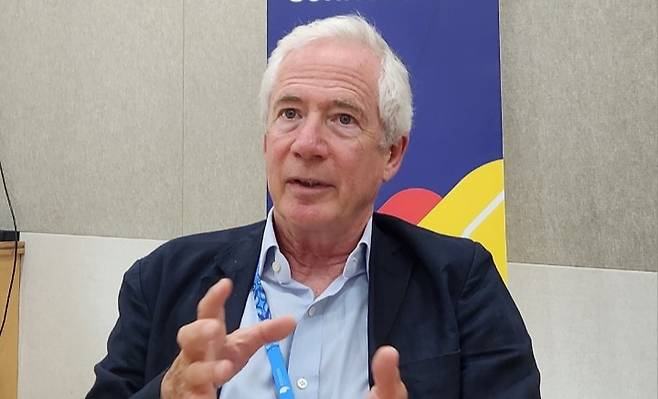 Nick McDowell, director of international at Arts Council England, speaks to the Korea Joongang Daily at Arko Arts Theater in Jung District, central Seoul, on May 29, 2025. [BRITISH COUNCIL]