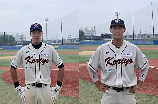 ▲ 두산과 육성선수 계약을 맺은 이한별(왼쪽)과 지강혁 ⓒ화성시 코리요 독립야구단