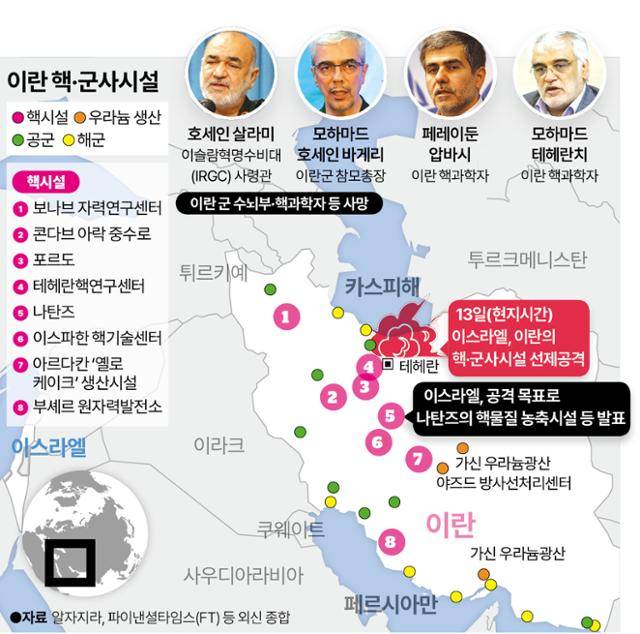 이란 핵군사시설 위치. 그래픽=송정근 기자