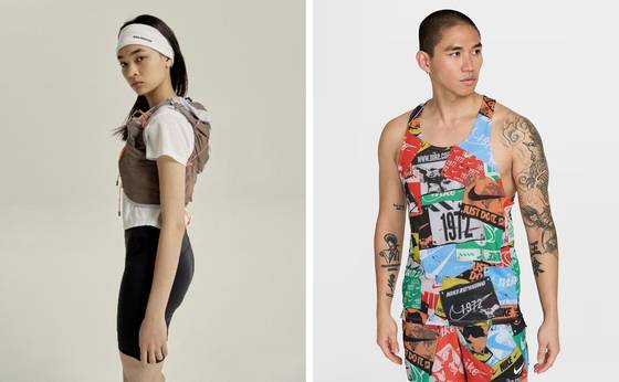 살로몬 러닝용 베스트와 나이키 싱글렛. 살로몬·나이키 홈페이지