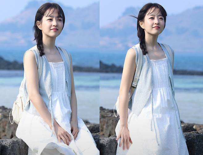 박보영이 제주 바다를 배경으로 순백의 청초미를 선보였다.사진=BH엔터테인먼트 제공
