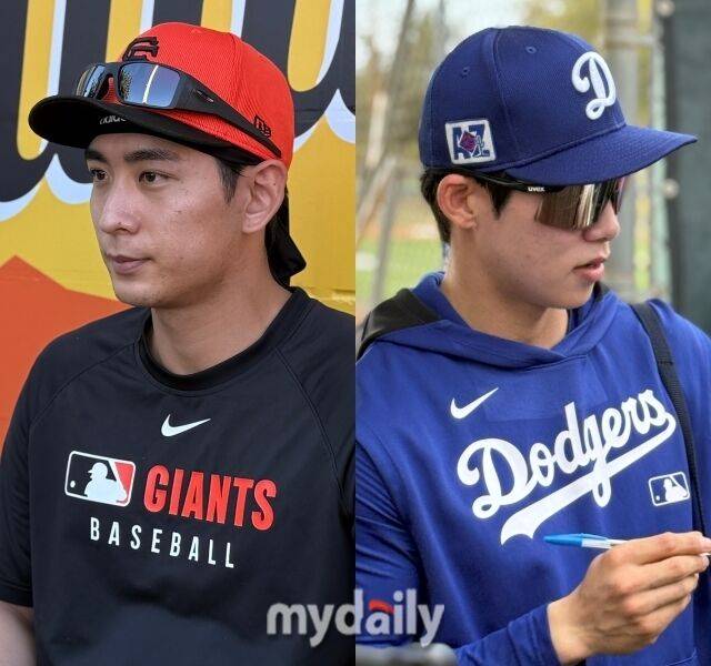 샌프란시스코 자이언츠 이정후와 LA 다저스 김혜성./스코츠데일, 글렌데일(미국 애리조나주) = 박승환 기자