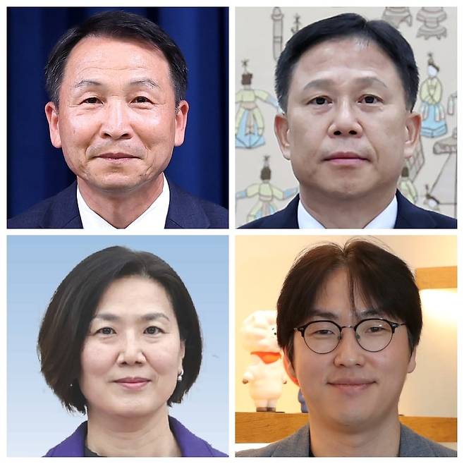 이재명 대통령은 15일 국가안보실과 AI수석 인사를 임명했다. (윗줄 왼쪽부터) 김현종 국가안보실 1차장, 임웅순 국가안보실 2차장, (아랫줄 왼쪽부터) 오현주 국가안보실 3차장, 하정우 AI미래기획수석./뉴스1·조선일보DB