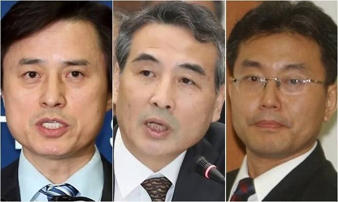 왼쪽부터 조은석 전 감사원장 권한대행, 민중기 전 서울중앙지법원장, 이명현 전 국방부 검찰단 고등검찰부장. 연합뉴스