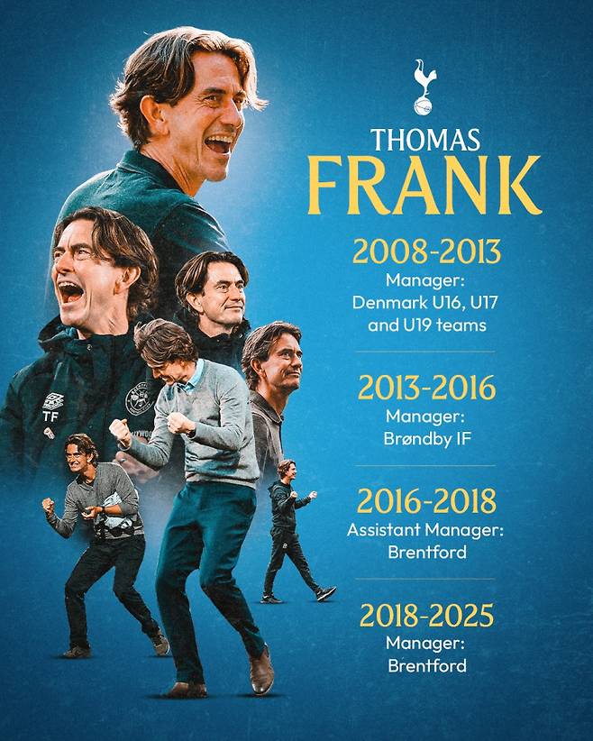 13일 토트넘의 신임 감독으로 선임된 토마스 프랭크 감독. 사진=토트넘 SNS