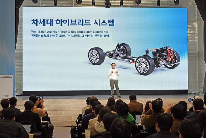지난 10일 서울 중구 크레스트72에서 열린 현대차그룹 차세대 하이브리드 시스템 테크데이/사진=현대차그룹