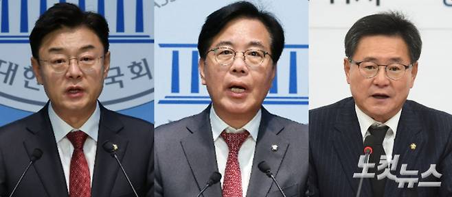 국민의힘 김성원, 송언석, 이헌승 의원. 연합뉴스, 윤창원 기자