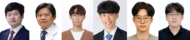 (왼쪽부터) DGIST 양지웅 교수, 인수일 교수, 김기욱·김화평 석박사통합과정생, 이효철 석사, 포항가속기연구소안형주 박사