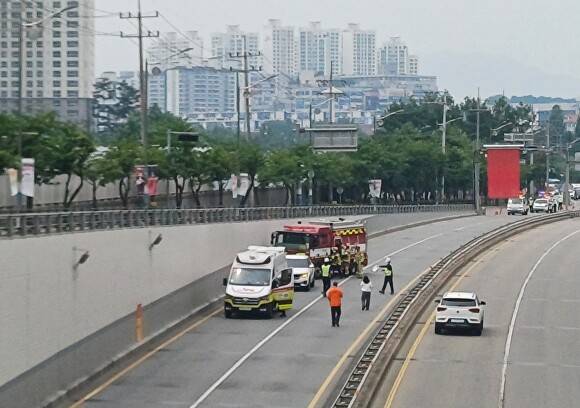 지하차도 침수 상황 합동 훈련 모습. [사진=용인특례시]