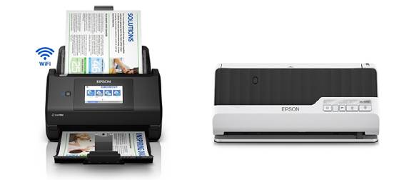 엡손의 북스캐너 ES-580W(왼쪽) 모델과 비즈니스 스캐너 DS-C490 모델. [사진=한국엡손]