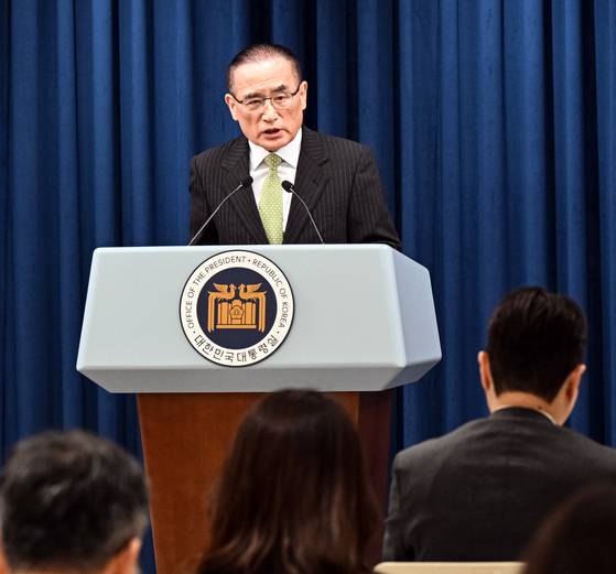 위성락 국가안보실장은 15일 브리핑에서 “이재명 대통령의 G7 정상회의 참석은 6개월간 멈춰 있던 정상 외교를 복원하는 출발점”이라고 했다. [사진 대통령실사진기자단]