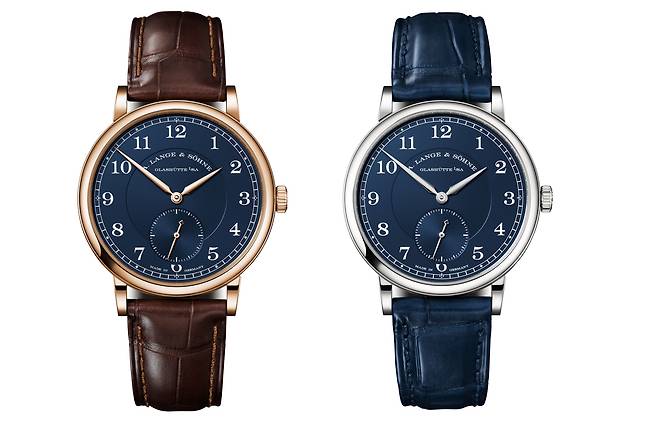 34mm 크기의 1815 모델은 핑크 골드와 화이트 골드 케이스 2가지 버전으로 생산된다. 사진 랑에 운트 죄네