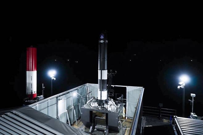 페리지에어로스페이스가 개발 중인 시험발사체 '블루웨일 0.4'. 지난해 발사 시도는 부품 결함 등으로 연기됐다. /사진=페리지에어로스페이스