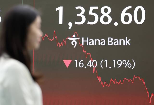 지난 12일 서울 중구 하나은행 딜링룸에 환율이 표시돼 있다. 연합뉴스