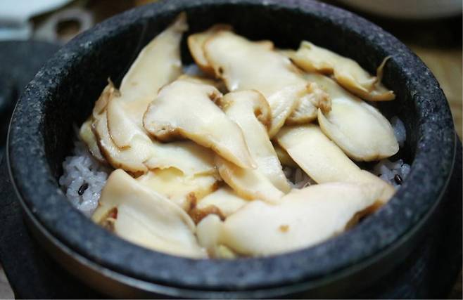경북 봉화에서 맛본 송이버섯 돌솥밥.