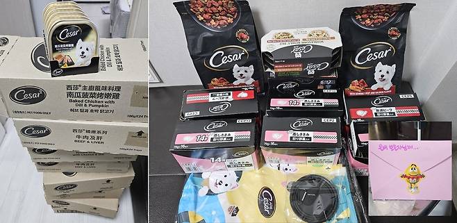 심용희 수의사가 보낸 선물 꾸러미와 손편지(박성현 씨 제공) ⓒ 뉴스1