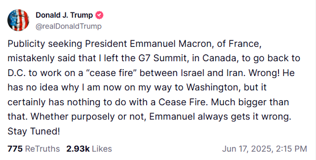 도널드 트럼프 미 대통령이 자신의 사회관계망서비스(SNS)에 올린 글. 트루스소셜 캡처