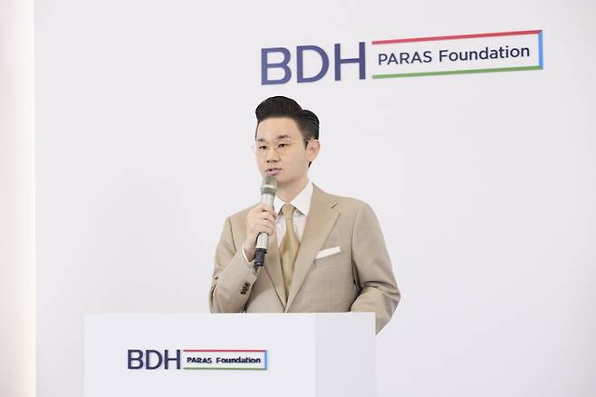 < 배동현 BDH재단 이사장이 IPC 위원장 선거 출마를 공식 발표하고 있다 / BDH재단 제공 >
