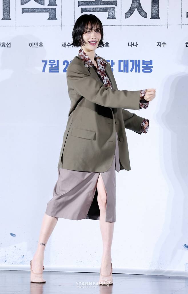 배우 나나가 17일 서울 광진구 롯데시네마 건대입구에서 진행된 영화 '전지적 독자 시점(김병우 감독)' 제작보고회에 참석해 포즈를 취하고 있다. /2025.06.17 /사진=김휘선 hwijpg@