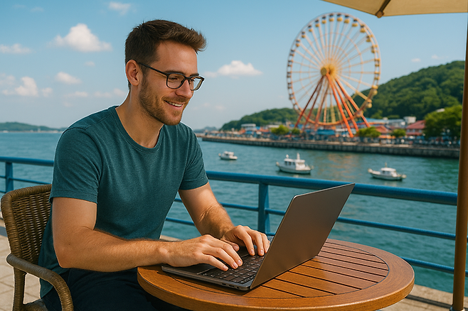 공간 제약 없이 근무하는 이른바 '디지털노마드' 상상도를 ChatGPT를 이용해 생성했다. 사진=ChatGPT