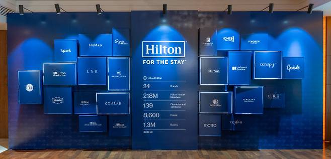 콘래드 등 24개의 힐튼 브랜드를 소개하는 공간 (사진=힐튼 제공)