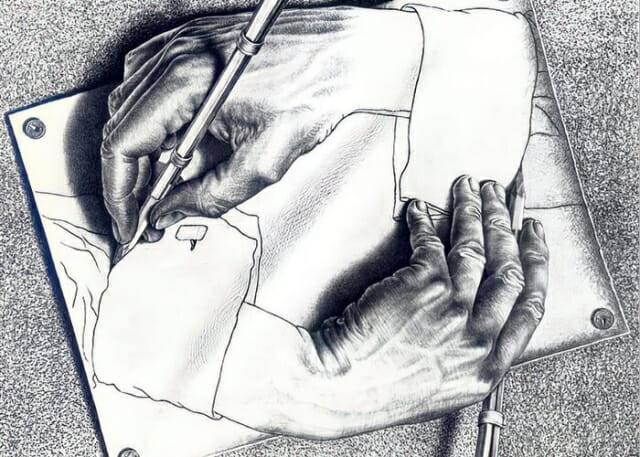 네덜란드 화가 마우리츠 코르넬리스 에셔의 '드로잉 핸즈' (사진=마우리츠 코르넬리스 에셔)