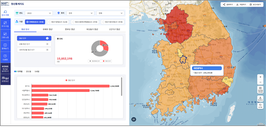 SGIS '청년통계지도' 서비스 화면. 통계청 제공
